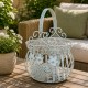 Grande Jardinière Façon Panier Pot de Fleur Bac de Plantation en Acier Blanc 25x25x39cm