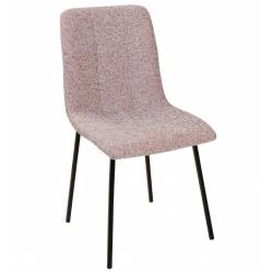 Chaise Liona Athezza Assise de Table Métal et Tissu Chiné Orange Siège de Séjour Fauteuil Matelassé 45x56x87cm