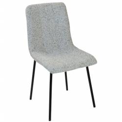 Chaise Liona Athezza Assise de Table Métal et Tissu Chiné Vert d'Eau Siège de Séjour Fauteuil Matelassé 45x56x87cm