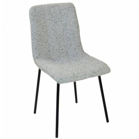 Chaise Liona Athezza Assise de Table Métal et Tissu Chiné Vert d'Eau Siège de Séjour Fauteuil Matelassé 45x56x87cm