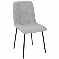 Chaise Liona Athezza Assise de Table Métal et Tissu Chiné Gris Siège de Séjour Fauteuil Matelassé 45x56x87cm