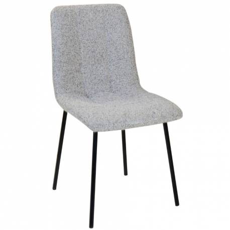 Chaise Liona Athezza Assise de Table Métal et Tissu Chiné Gris Siège de Séjour Fauteuil Matelassé 45x56x87cm