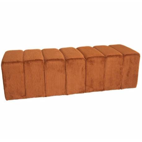 Banc Melvin GM Athezza Banquette Velours Côtelé Fox Bout de Lit Seventies 42x42x139cm