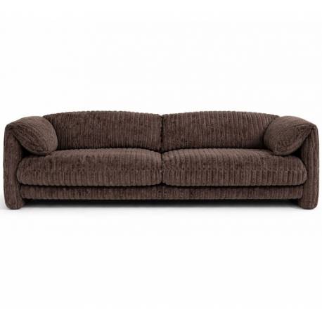 Canapé Cologne Athezza Sofa 2 Places Assise de Salon Tissu Côtelé Chocolat Banquette Design 73x95x224cm