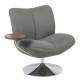 Fauteuil Nolan Athezza Assise Lounge Acier Chromé et Tissu Gris Fauteuil de Bureau avec Tablette 69x76x83cm