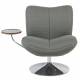 Fauteuil Nolan Athezza Assise Lounge Acier Chromé et Tissu Gris Fauteuil de Bureau avec Tablette 69x76x83cm