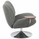 Fauteuil Nolan Athezza Assise Lounge Acier Chromé et Tissu Gris Fauteuil de Bureau avec Tablette 69x76x83cm
