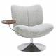Fauteuil Nolan Athezza Assise Lounge Acier Chromé et Tissu Beige Chiné Fauteuil de Bureau avec Tablette 69x76x83cm