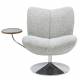 Fauteuil Nolan Athezza Assise Lounge Acier Chromé et Tissu Beige Chiné Fauteuil de Bureau avec Tablette 69x76x83cm