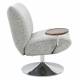 Fauteuil Nolan Athezza Assise Lounge Acier Chromé et Tissu Beige Chiné Fauteuil de Bureau avec Tablette 69x76x83cm