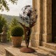 Dent de Lion GM en Acier Oxydé Pièce Sculpturale Fleur de Pissenlit sur Socle 50x75x135cm