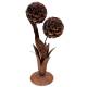 Fleur Double XXL sur Socle Décoration de Jardin en Acier Oxydé Sculpture Végétale à Poser 45x75x130cm
