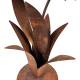 Fleur Double XXL sur Socle Décoration de Jardin en Acier Oxydé Sculpture Végétale à Poser 45x75x130cm