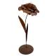 Rose sur Socle Fleur en Acier Oxydé Sculpture Végétale en Forme de Rose à Poser 40x40x115cm
