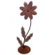 Marguerite en Acier Oxydé Sculpture Florale à Poser Décoration de Jardin sur Socle géante 35x47x118cm