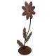 Marguerite en Acier Oxydé Sculpture Florale à Poser Décoration de Jardin sur Socle géante 35x47x118cm
