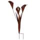 Trio d'Arômes en Acier Oxydé Bouquet Floral Décoration de Jardin Sculpture à Piquer 25x47x105cm
