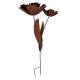 Sculpture Florale MM à Piquer Double Fleur en Acier Oxydé Décoration de Jardin Style Roses 35x60x130cm
