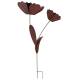 Sculpture Florale GM à Piquer Double Fleur en Acier Oxydé Décoration de Jardin Style Roses 75x75x162cm