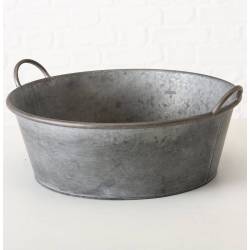 Bassine Métal Effet Zinc Bac à Plantes Jardinière Jackson à Poignée Ronde Gm 19x42x47,5cm
