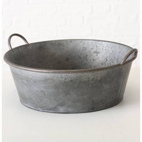 Bassine Métal Effet Zinc Bac à Plantes Jardinière Jackson à Poignée Ronde Gm 19x42x47,5cm