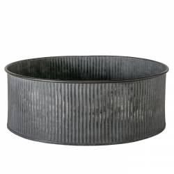 Jardinière Ronde PM Bassine en Acier Galvanisé Bac de Plantation Finition Striée 9x24,5x24,5cm