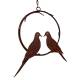 Décoration à Suspendre Couronne avec Oiseaux en Acier Suspension Champêtre Oxydée 26x37x55cm