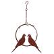 Décoration à Suspendre Couronne avec Oiseaux en Acier Suspension Champêtre Oxydée 26x37x55cm