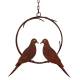 Décoration à Suspendre Couronne avec Oiseaux en Acier Suspension Champêtre Oxydée 26x37x55cm