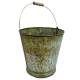 Seau avec Anse en Acier Effet Zinc Décoration de Jardin à Poser Cache Pot Champêtre et Vintage 27x27x26cm