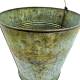 Seau avec Anse en Acier Effet Zinc Décoration de Jardin à Poser Cache Pot Champêtre et Vintage 27x27x26cm