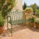 Banc 2 Places Hortense Banquette de Jardin Fauteuil 2 Personnes en Métal Patiné Vert 48x97,5x113cm