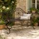 Banc Style Dagobert Banquette Fauteuil Mobilier de Jardin Assise Exterieur 2 Places en Fer Marron 57x93x144cm