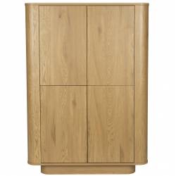 Armoire Almira Woody Cabinet Bois Finition Naturel et Pierre Frittée Vaisselier Bibliothèque 4 Etagères 40x100x140cm