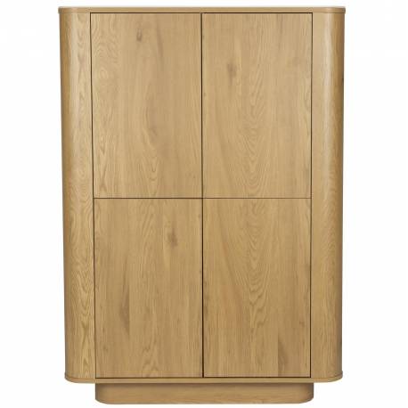 Armoire Almira Woody Cabinet Bois Finition Naturel et Pierre Frittée Vaisselier Bibliothèque 4 Etagères 40x100x140cm