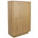 Armoire Almira Woody Cabinet Bois Finition Naturel et Pierre Frittée Vaisselier Bibliothèque 4 Etagères 40x100x140cm