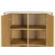 Armoire Almira Woody Cabinet Bois Finition Naturel et Pierre Frittée Vaisselier Bibliothèque 4 Etagères 40x100x140cm
