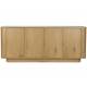 Buffet Bas Almira Woody Bois Finition Naturel et Pierre Frittée Meuble de Rangement 4 Portes Bahut 40x75x180cm