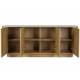 Buffet Bas Almira Woody Bois Finition Naturel et Pierre Frittée Meuble de Rangement 4 Portes Bahut 40x75x180cm