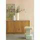 Buffet Bas Almira Woody Bois Finition Naturel et Pierre Frittée Meuble de Rangement 4 Portes Bahut 40x75x180cm
