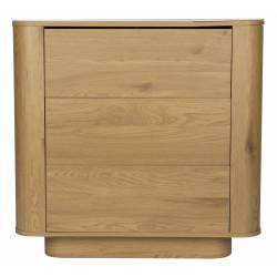 Commode Almira Woody Meuble Bois Finition Naturel et Pierre Frittée Cabinet de Rangement 3 Tiroirs 40x80x90cm