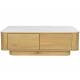 Table Basse Almira Woody Table de Salon Bois Finition Naturel et Pierre Frittée Console Basse 2 Tiroirs 38x60x120cm