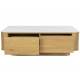 Table Basse Almira Woody Table de Salon Bois Finition Naturel et Pierre Frittée Console Basse 2 Tiroirs 38x60x120cm
