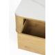 Table Basse Almira Woody Table de Salon Bois Finition Naturel et Pierre Frittée Console Basse 2 Tiroirs 38x60x120cm