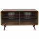 Buffet Bas Rise Zuiver Meuble TV Bois et Vitre Bahut de Rangement 2 Espaces 40x55x100cm