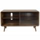 Buffet Bas Rise Zuiver Meuble TV Bois et Vitre Bahut de Rangement 2 Espaces 40x55x100cm
