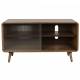 Buffet Bas Rise Zuiver Meuble TV Bois et Vitre Bahut de Rangement 2 Espaces 40x55x100cm