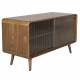 Buffet Bas Rise Zuiver Meuble TV Bois et Vitre Bahut de Rangement 2 Espaces 40x55x100cm