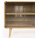 Buffet Bas Rise Zuiver Meuble TV Bois et Vitre Bahut de Rangement 2 Espaces 40x55x100cm