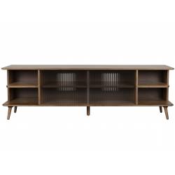 Grand Buffet Bas Rise Zuiver Meuble TV Bois et Vitre Bahut de Rangement 6 Espaces 40x55x180cm